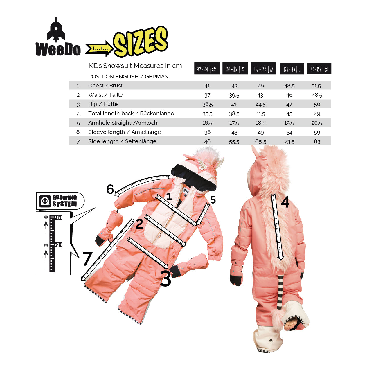 WeeDo Size Guide