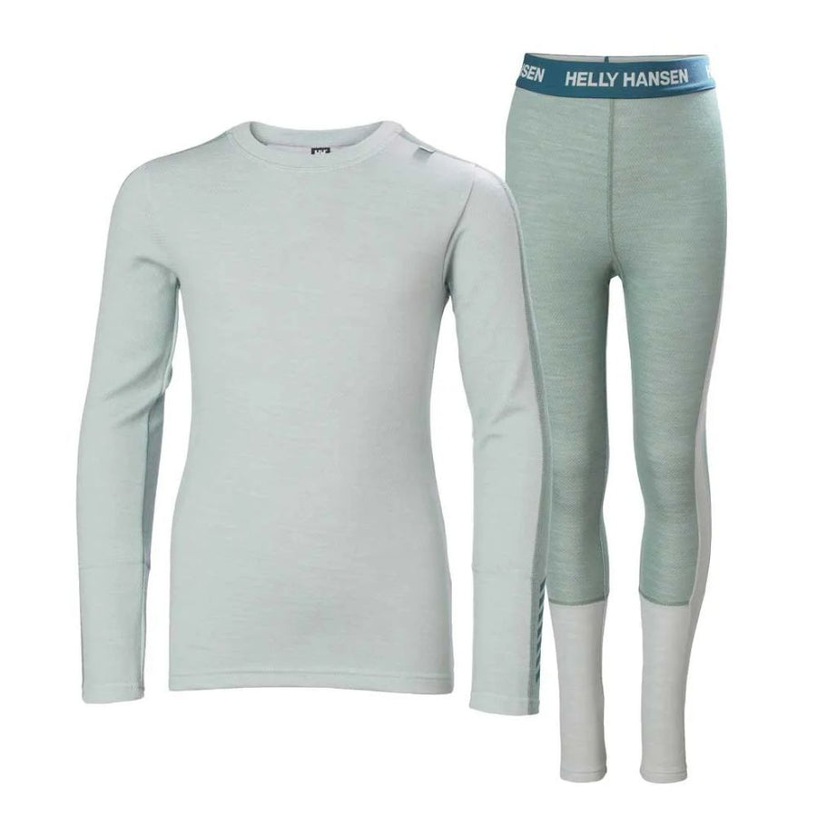 Helly Hansen Junior Lifa Merino Ski Thermals Midweight Set - Green Mist