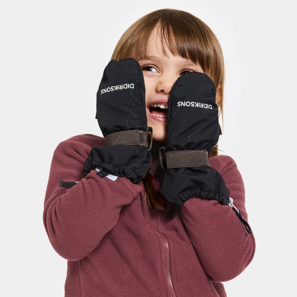 Didriksons Biggles Zip Kids Ski Mittens 7 - Black