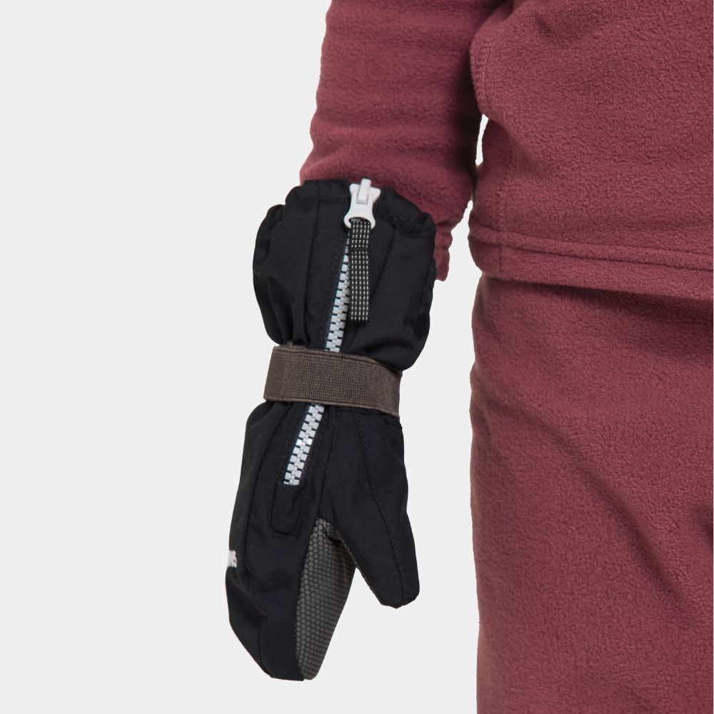 Didriksons Biggles 7 Zipped Kids Skiing Mittens - Black 505029 060