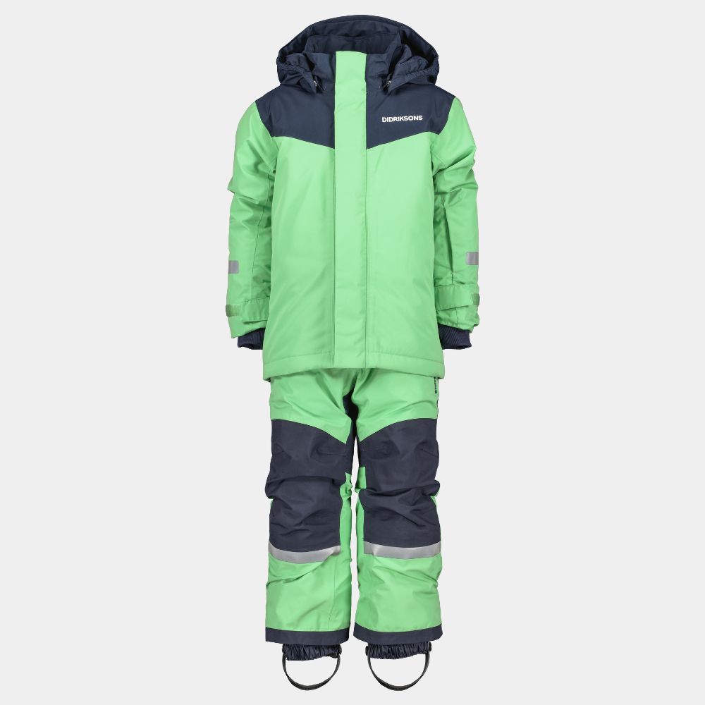 Didriksons Skare Kids Ski Jacket & Pants Set - Dusty Lime 1000 x 1000