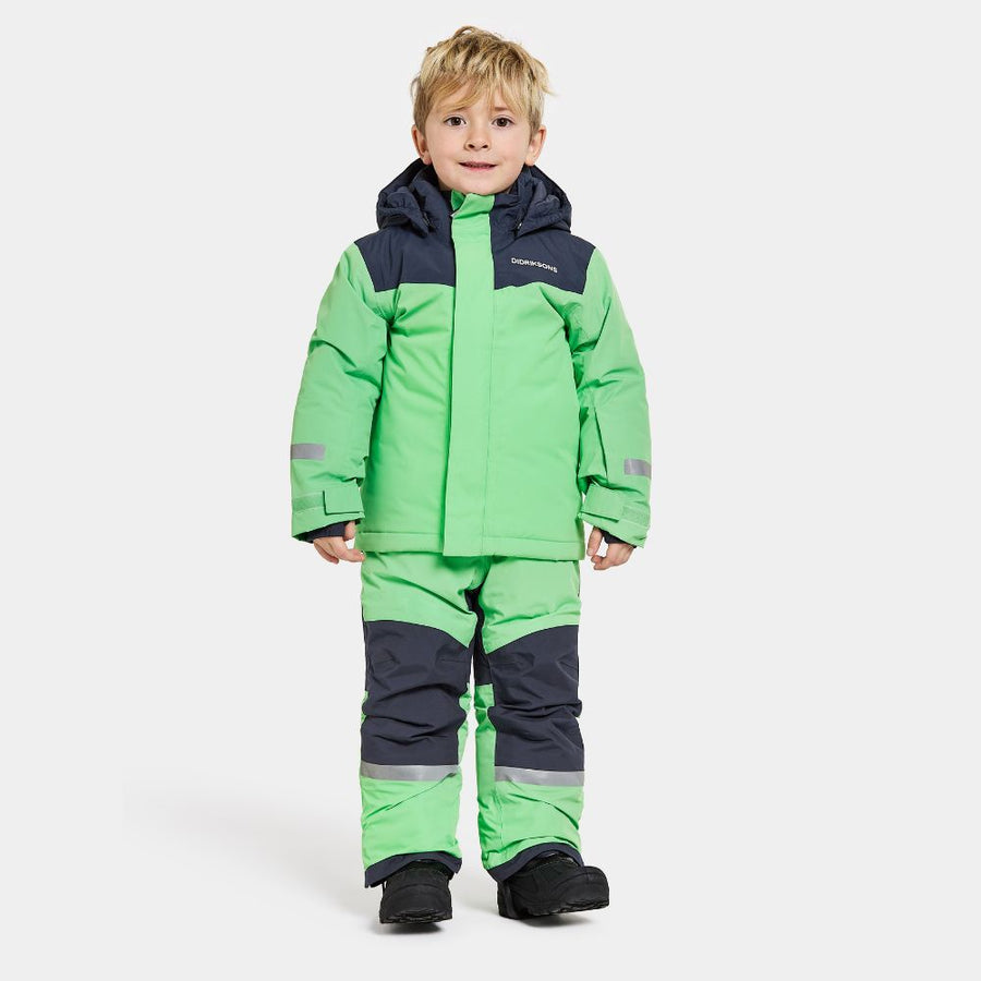 Didriksons Skare Kids Ski Jacket & Pants Set - Dusty Lime 1000 x 1000