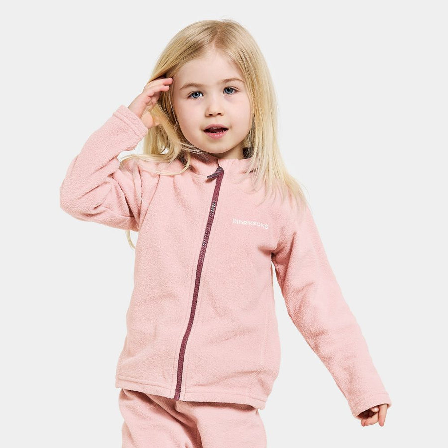 Didriksons Monte 10 Kids Skiing Fleece Jacket - Dusty Pink 1000 x 1000