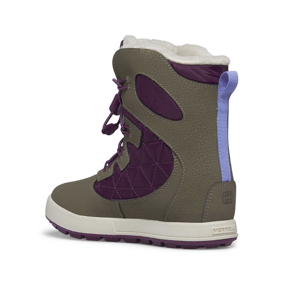 Merrell Snow Bank Kids Snow Boots - Truffle / Plum 