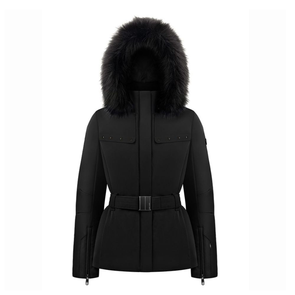 Poivre Blanc Womens Stretch Belted Ski Jacket - Black