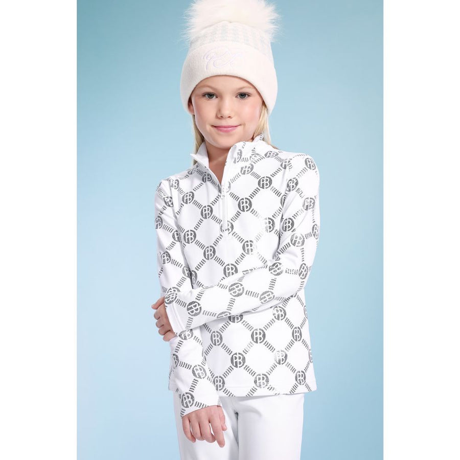 Poivre Blanc Girls Monogram Base Layer Top - White 1000 x 1000