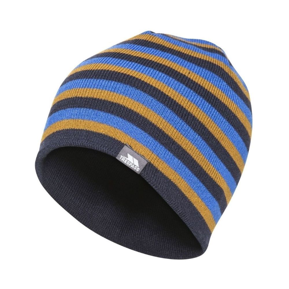 Trespass Coaker Male Hat Navy BLUE Golden Brown Mens Ski Hats Little Skiers